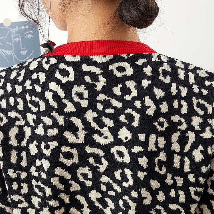 Женские свитера, леопардовые вязаные пуловеры контрастного цвета C-026