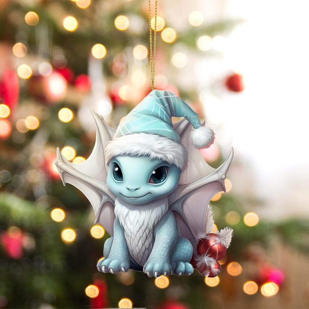 Vibrant Acrylic Christmas Decorations Cartoon Dinosaur Car Hangers For Unique Holiday Decor