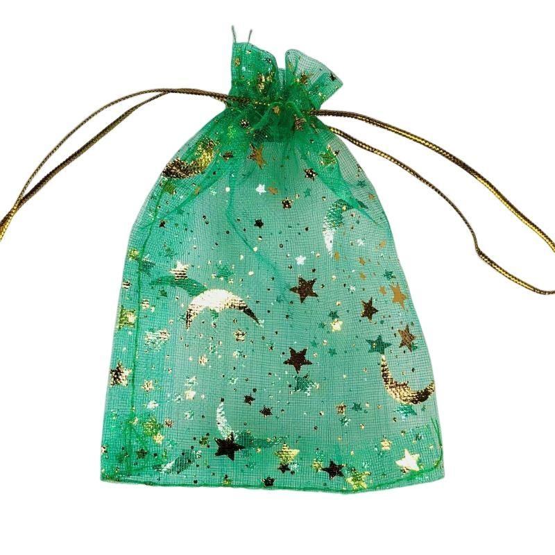 100PCS Stars & Moon Design Organza Sheer Gauze Element Jewelry Bags Tulle Fabric Wedding Gift Bags Sachet OrganzaGift Bag