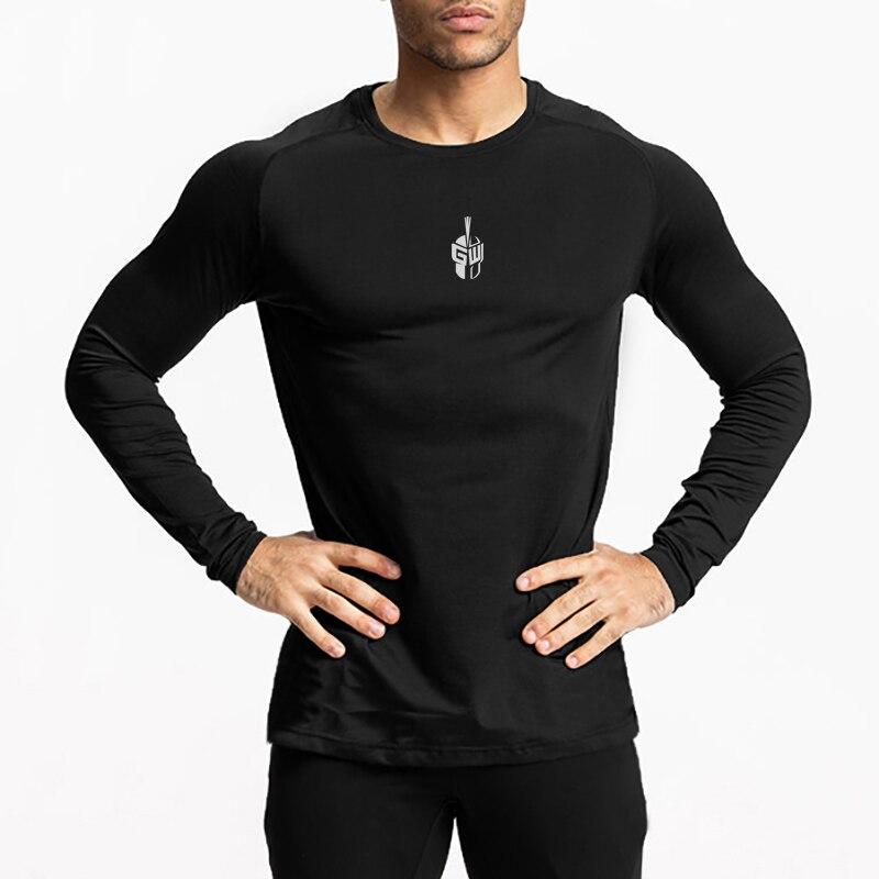 Muscleguys 2022 Autumn Men's Sports Training Tees Thin Casual Fitness Tops Long Sleeve