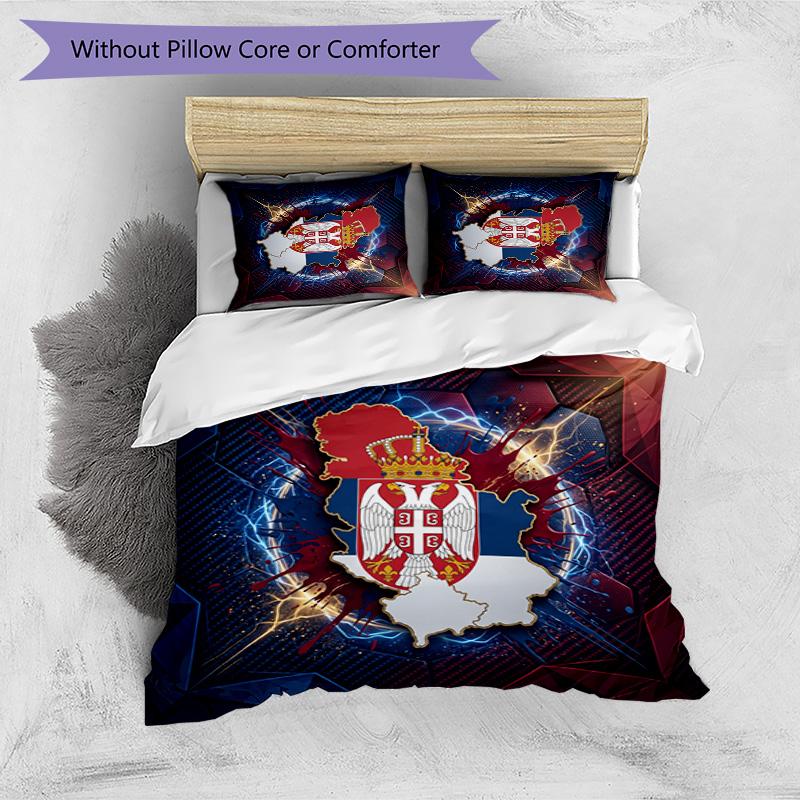 Serbia Printed Bedding 3 Piece Set Cozy Breathable Bed Cover Set as Housewarming Holiday Gift