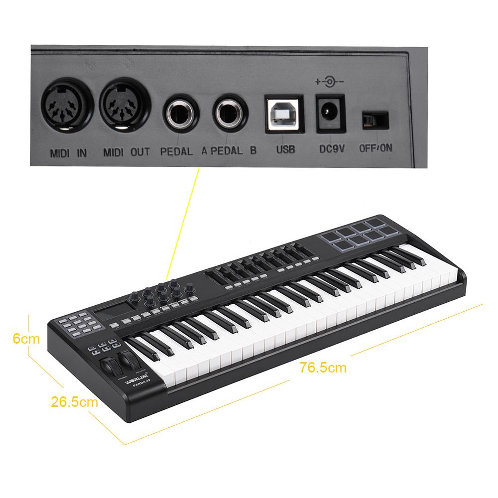 WORLDE PANDA49 Portable 49-Key USB MIDI Keyboard Controller 8 RGB Colorful Backlit Trigger Pads
