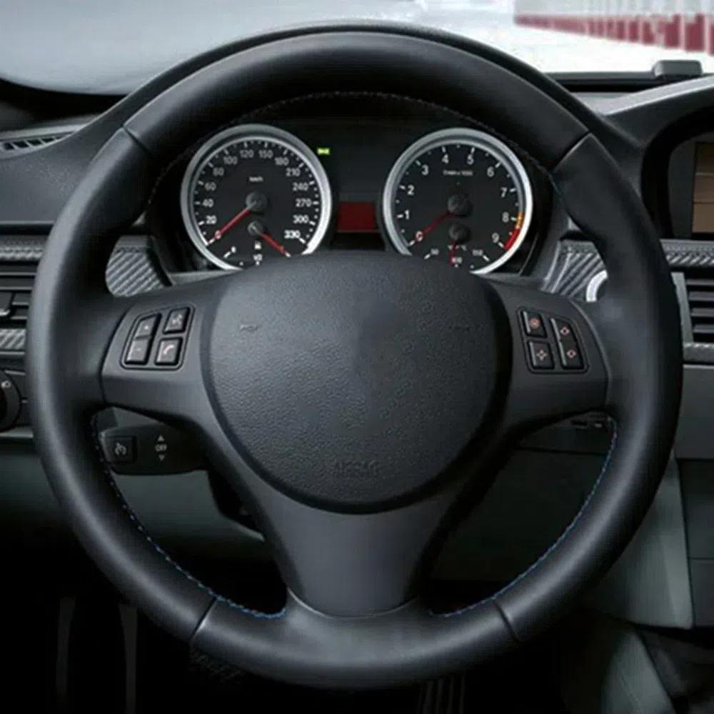 Hand-stitched Black Genuine Leather Black Suede Car Steering Wheel Cover For BMW M Sport M3 E90 E91 E92 E93 E87 E81 E82 E88