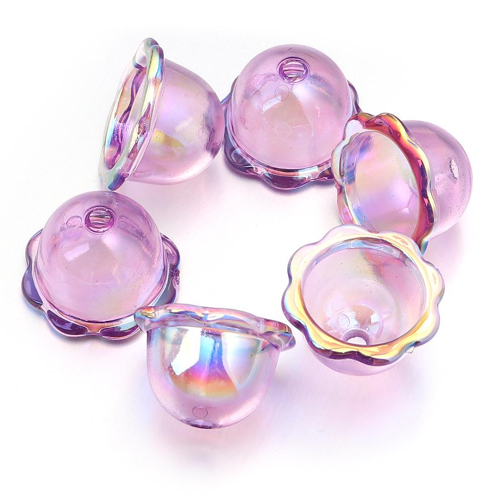 6pcs/lot Colorful Acrylic Wind Bell Beads Multi-Petal Flower Bead Caps Charms For DIY Earrings Phone Chains Jewelry Accessories
