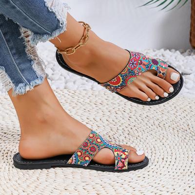 Женские тапочки Противоскользящие тапочки Износостойкая обувь на мягкой подошве Этнический стиль Плоские сандалии Шлепанцы Слайды Женские