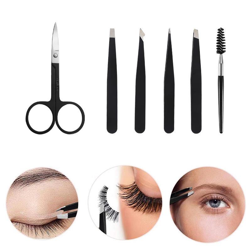 Tweezers Eyebrow Tweezer Set Stainless Professional Eye Lashes Extension Tweezers Eyebrow Tongs Scissors Cosmetic Tools