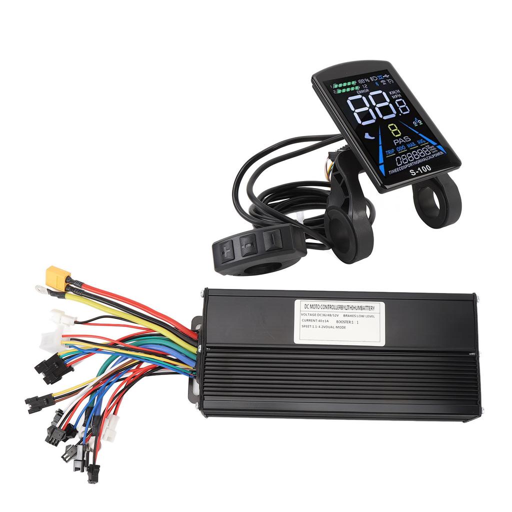 Electric Bike Conversion Kit 40A 3 Mode Sine Wave Motor Controller S 100 Color Screen Panel 20X Throttle Handle 8
