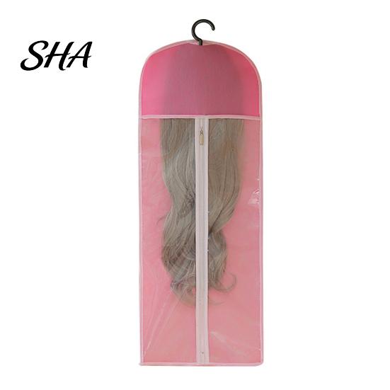 Wardrobe Wig Hanging Pouch Storage Bag with Hook, Breathable Non-woven Fabric Dust-proof Zippered Protector, Space Saving Portable Zipper Case