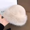 Winter Hat for Women Faux Fur Fluffy Bucket Hat for Women Luxury Plush Thicken Snow Fur Bucket Hat Soft Panama Cap