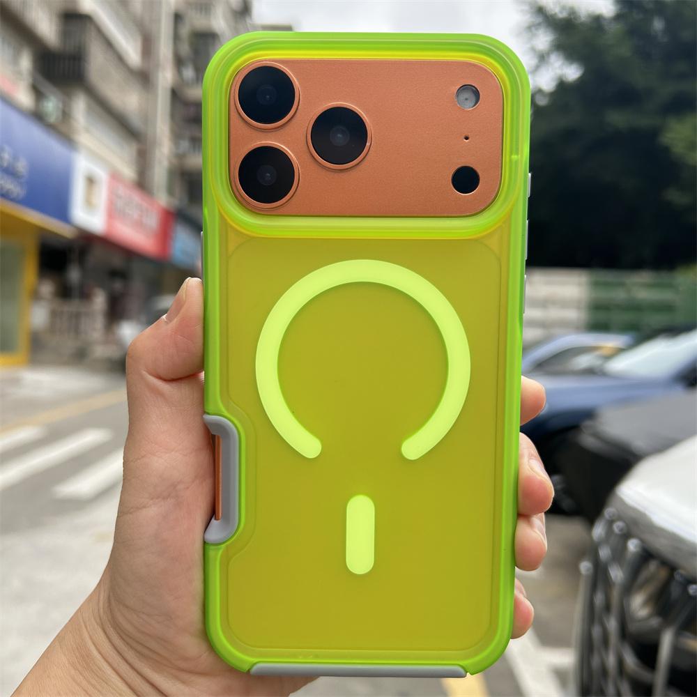 Shockproof Matte Anti-Fingerprint Magnetic Acrylic Phone Case for iphone 13 14 15 16 17 Pro Max,for iphone 17 Back Cover Orange