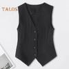 Женский жилет однобортный однотонный без рукавов с V-образным вырезом, облегающий строгий деловой кардиган в стиле ретро для офиса, свадьбы, банкета, жилет