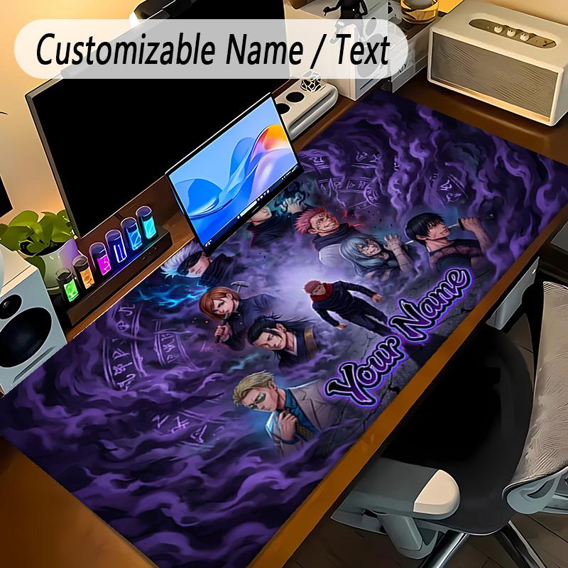 Large Mouse PadJujutsu Kaisen Custom Name Text Personalized Desk Mat Non Slip Gaming Pad