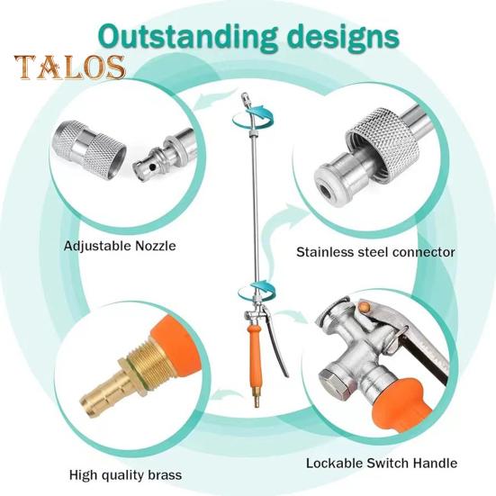 Outdoor Flower Sprayer Wand with Brass Barbs Anti-Slip Rubber Handle Comfortable Grip Rust-Proof Garden Sprayer