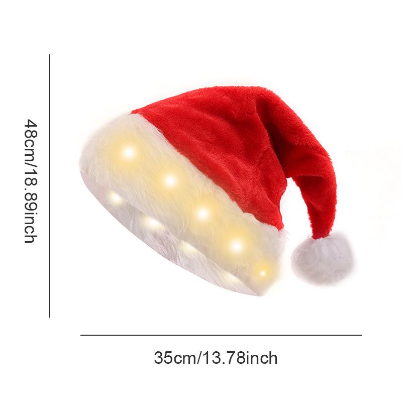 Adult All-Glow Christmas Hat with Lights - Plush Trim Holiday Party Decoration