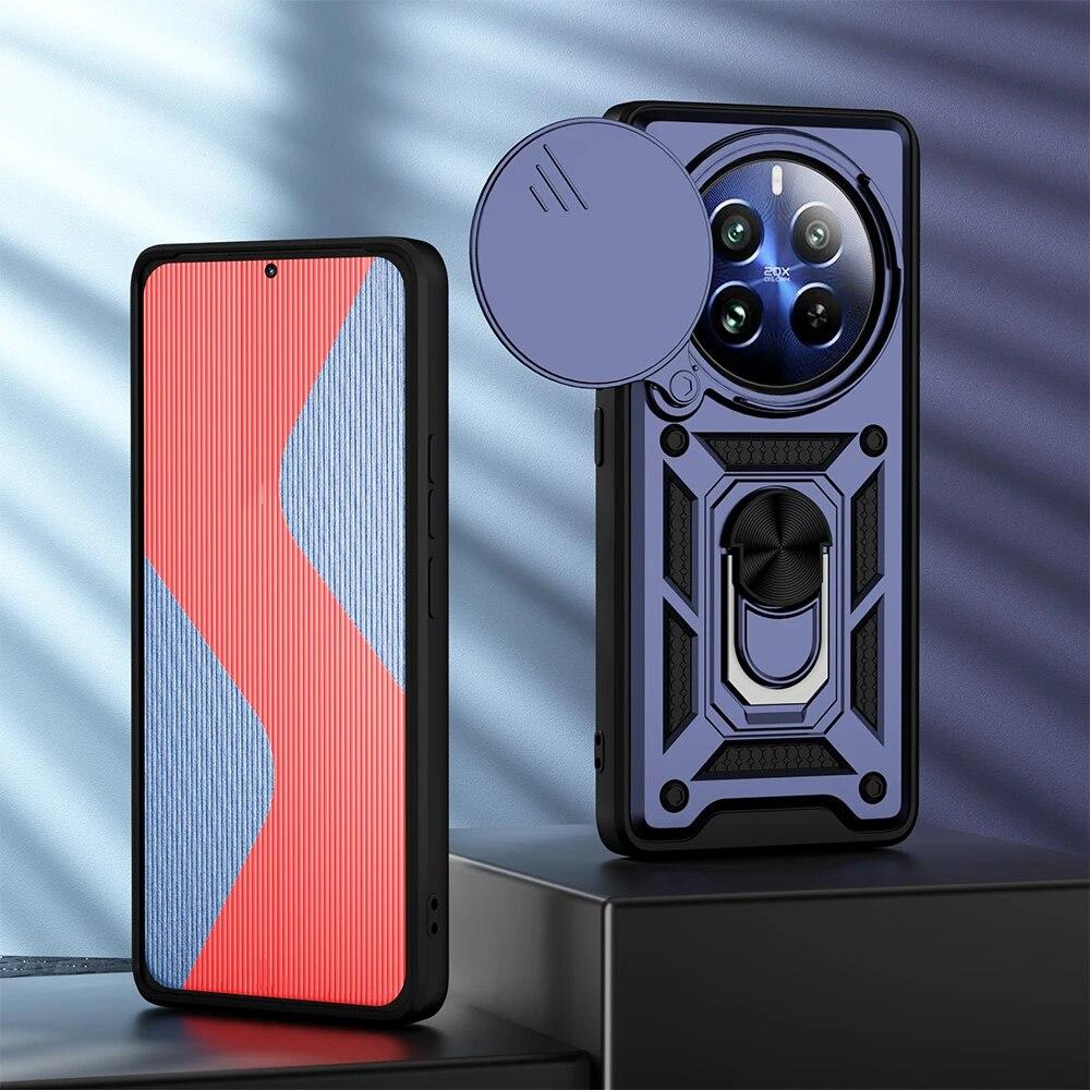 KEYSION Противоударный защитный чехол для Realme 12 Pro + 12 5G, защитное кольцо для слайдера, подставка для телефона, задняя крышка для OPPO Realme 12 5G