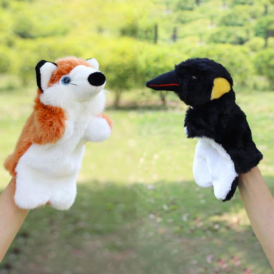 25cm Hand Puppet Flexibility Parent-child Interaction Funny Cute Fox Crow Mini Doll Props Kids Toy Gift