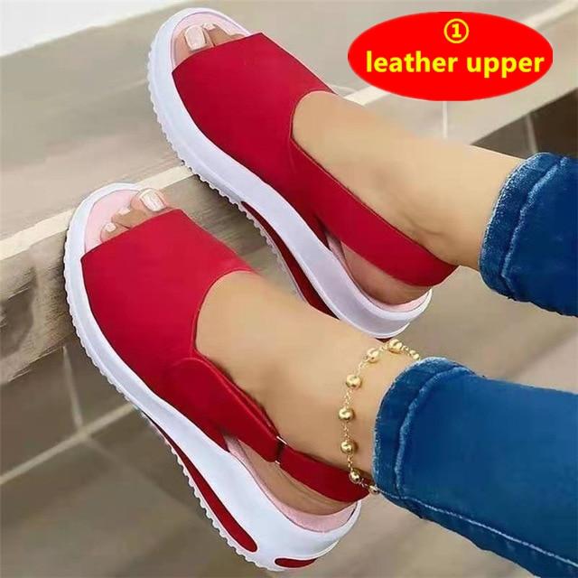 Обувь, женские сандалии на платформе, 2021 г., летние женские удобные прогулочные сандалии из эластичной ткани на липучке, женские повседневные сандалии