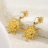 Small Niche Minimalist Fashion Accessories, Personalized Retro Earrings, Octagonal Star Sun Expression Pendant Earrings