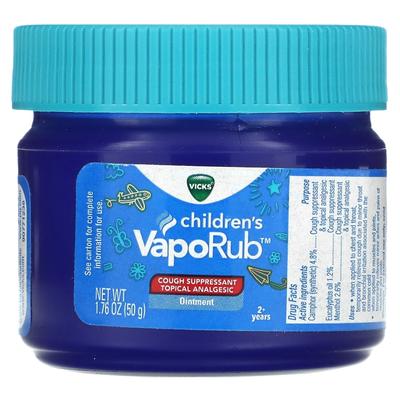 VapoRub для детей, мазь, средство от кашля, для детей от 2 лет, 1,76 унции (50 г)