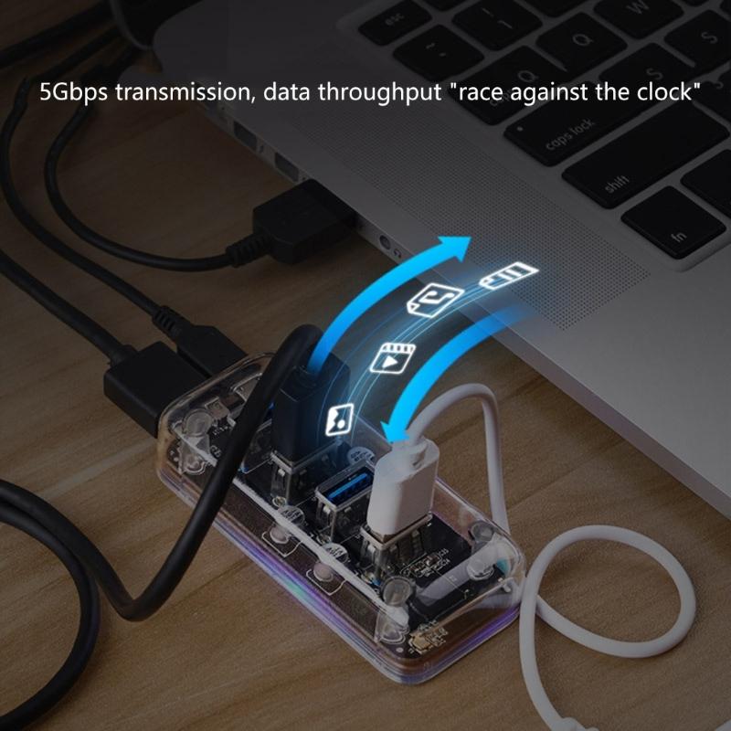 4-портовый USB 3.0 хаб-удлинитель Высокая скорость 5 Гбит/с для ноутбуков Мыши Клавиатуры Внешний жесткий диск Двойное питание