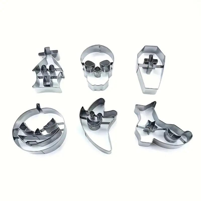 Halloween Cookie Mold Sugar Flipping Cookie Mold Stainless Steel Skull Pumpkin Cookie Cutting Cake Mold Baking Utensils
