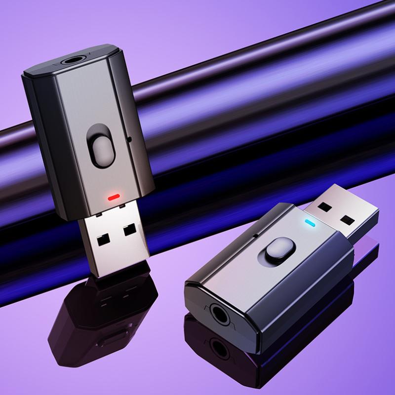 Bluetooth-адаптер 5.0 USB Беспроводной Bluetooth-передатчик Приемник Музыка Аудио для ПК ТВ Автомобиля Громкая связь 3,5 мм AUX-адаптер