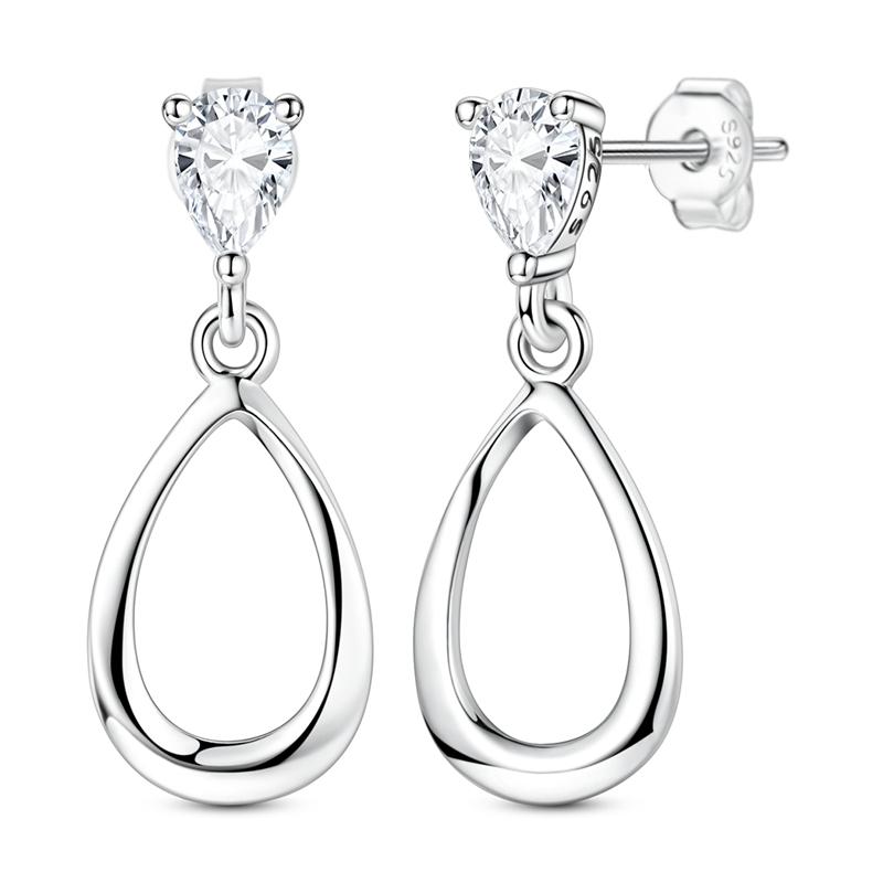 Hoop Earrings 925 Silver Sparkling Retro Pattern Heart and Dragonfly Stud Earrings for Women Girl Party Wedding Jewelry