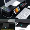 Подставка для монитора ABS RGB, стойка для стола с тремя USB3.0 клавиатурой, мышью, полкой для хранения, подставкой для экрана с ящиком для зарядного кабеля, держателем для телефона, черная