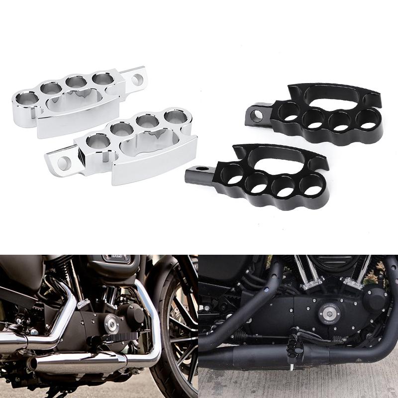 Подножки для мотоцикла, черные хромированные подставки для ног, педали с ЧПУ, подножки для Harley Sportster Softail Dyna Road King Cafe Racer Chopper