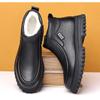Winter Shoes Men Ankle Boots Fashion Brand Male Footwear Genuine Leather Warm Plush Flat Non-slip Pure Black