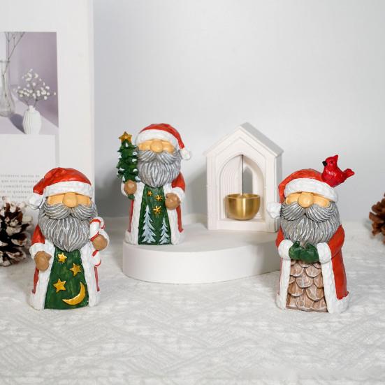 Santa Claus Snowman Resin Figurine Christmas Tabletop Decoration for Home Office Desk Festive Holiday Gift