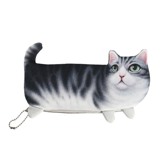Сумка для ручек с имитацией кота, большая вместительная молния, цепочка из бисера, пылезащитный портативный чехол для карандашей для мальчиков и девочек, канцелярские принадлежности, школьные принадлежности