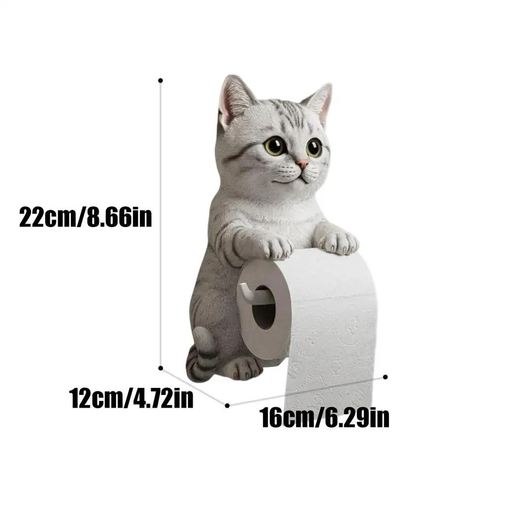 Держатель для туалетной бумаги в виде кошки Настенный держатель для рулона туалетной бумаги Милый диспенсер для общежития Дома Автодома Туалета Путешествий Кухни