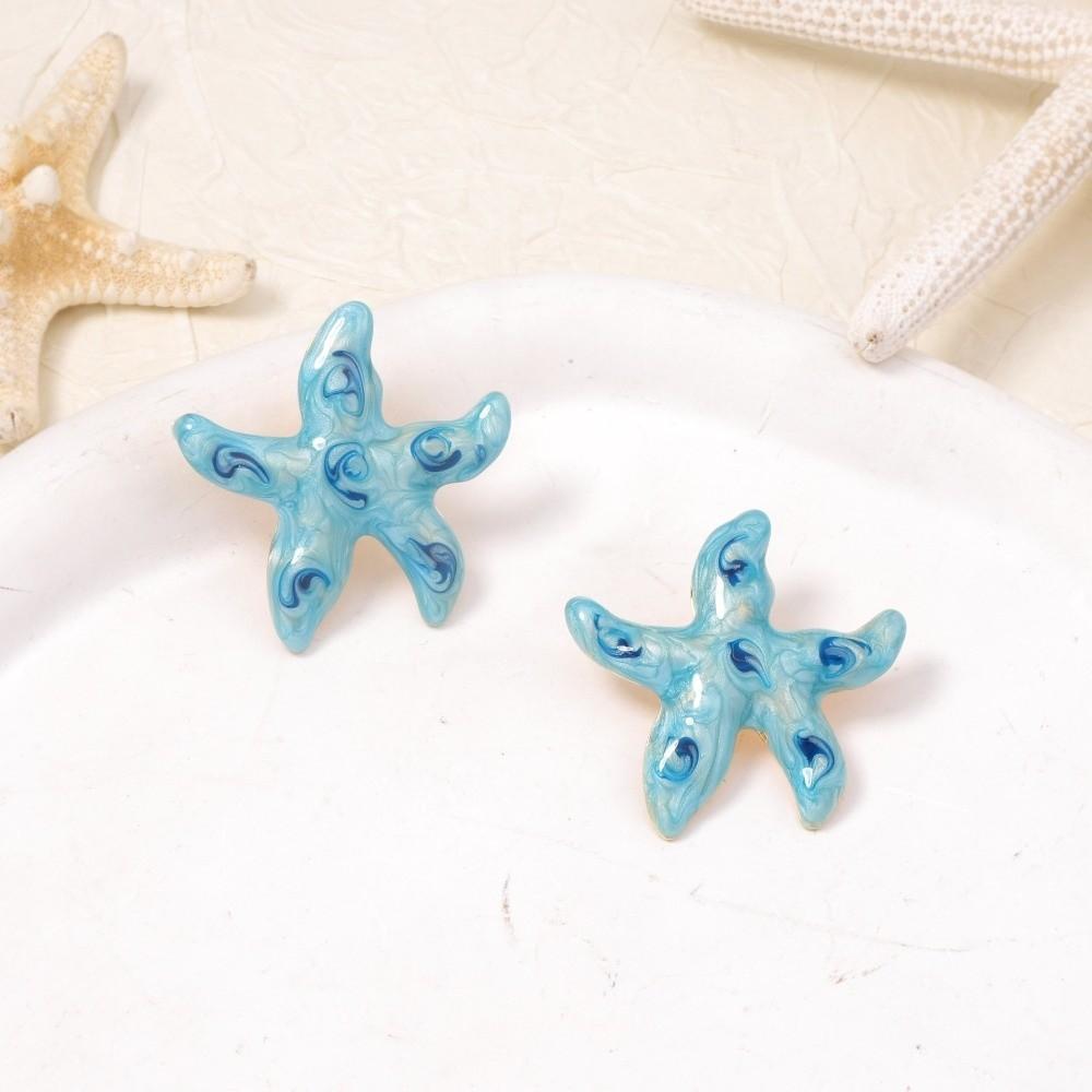Stainless Steel Ocean Style Ear Studs Hypoallergenic Starfish Earrings Holiday