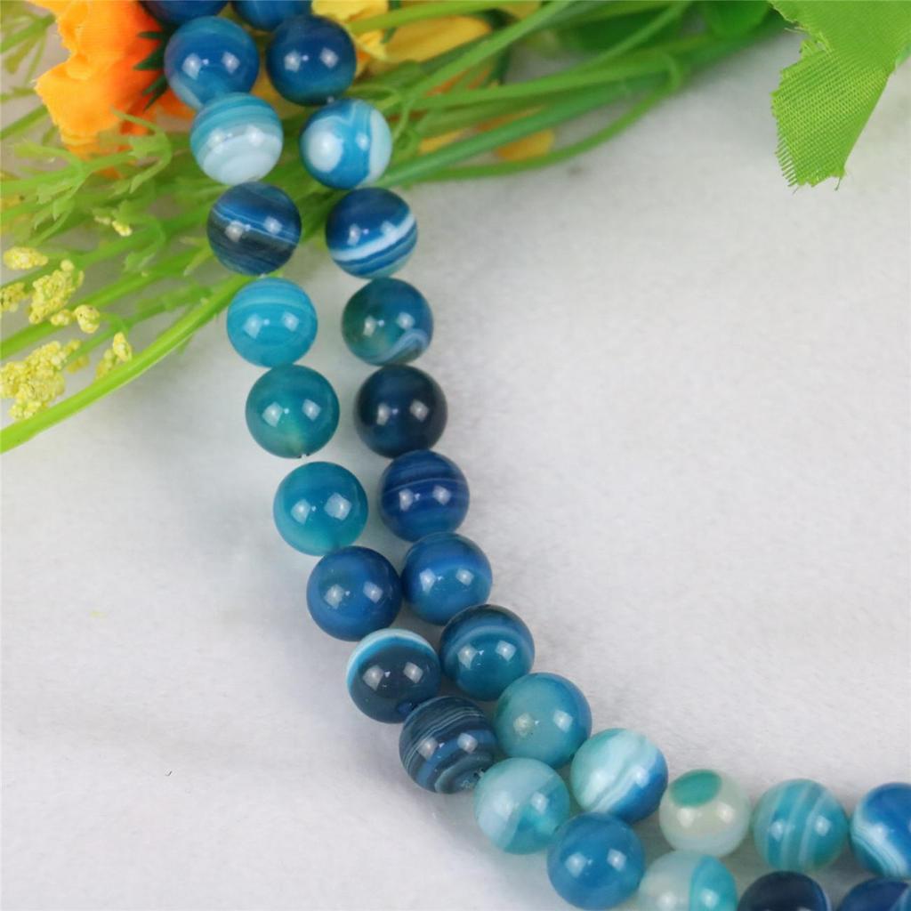 10mm Round Blue Agates Onyx Loose Beads Natural Stone Accessories Parts DIY Hand Made Women Girls for Jewelry Making Design