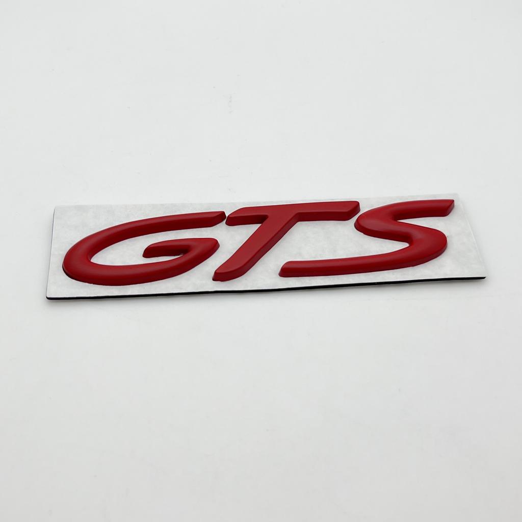 BJT1 1pcs Metal GTS Letter Sticker Car Rear Emblem Fender Side Rear Tail Trunk Badge Sticker Styling Accessories For 911 718 928 901