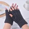 Solid Color Fingerless Gloves Driving Gloves Men Wool Mittens Soft Half-finger Gloves  Winter