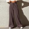 Women's Fashion Solid Colour Drawstring High Waist Wide Leg Pants Casual Sweatpants