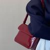 Retro Red Patent Leather Small Square Bag Underarm Bag 2025 New Fashionable Versatile Square Portable Shoulder Bag Messenger Bag