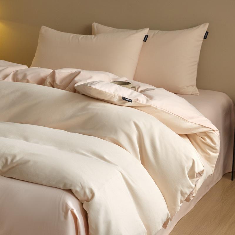 High-end thickened pure cotton brushed bedding four-piece set with pure cotton new autumn/winter duvet covers, fitted sheets, and bedding