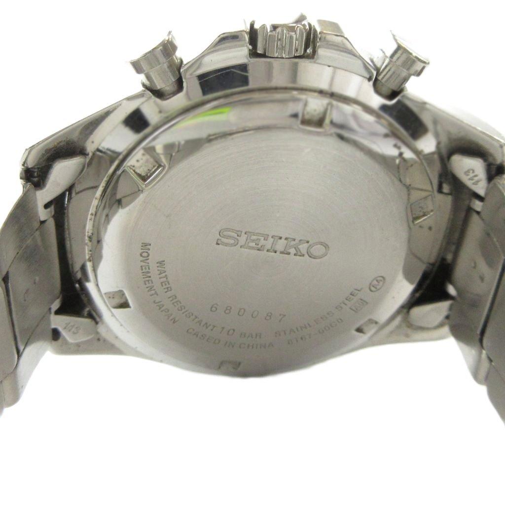 Seiko SEIKO Черный с датой Серебристый цвет 8T67-00C0 Наручные часы, Кварцевые, Циферблат, Хронограф, Календарь, GY18 /MQ Мужские
