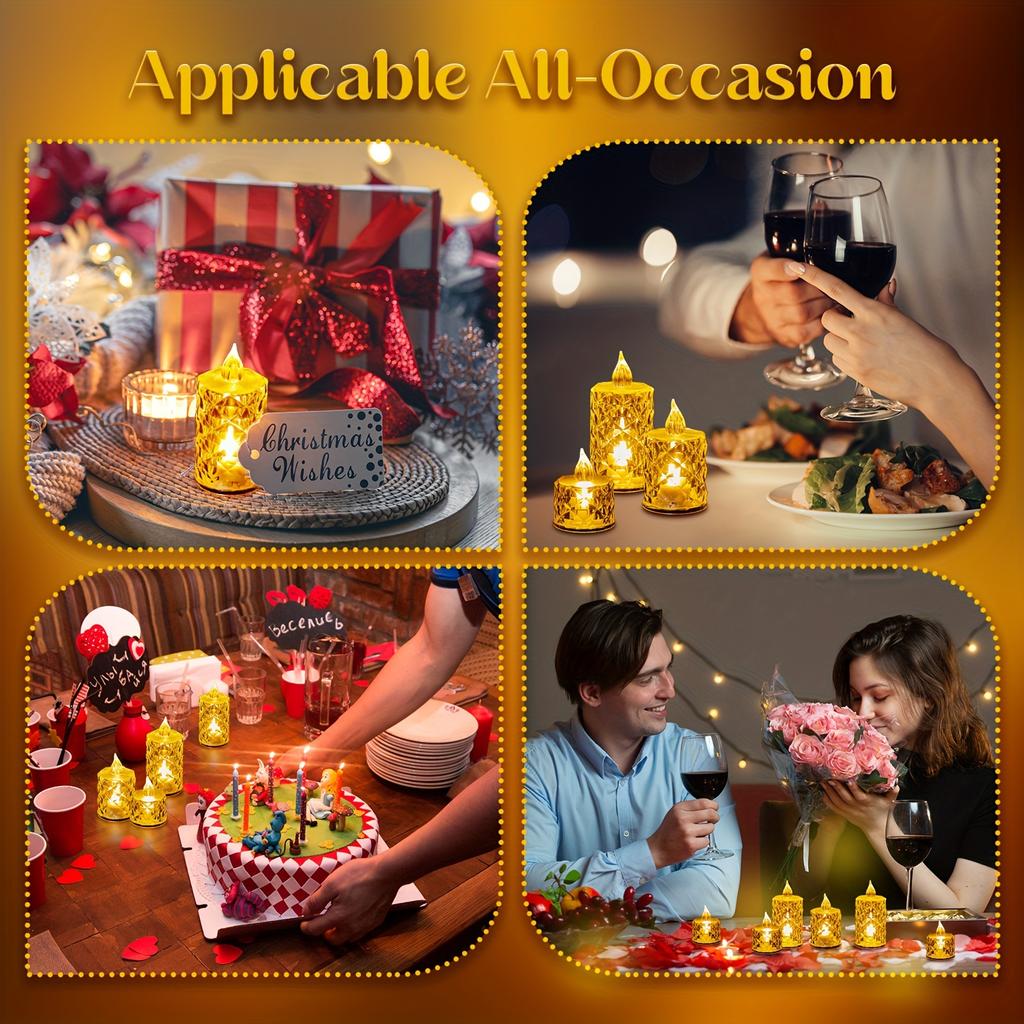 24 шт. Светодиодные электронные свечи без пламени с рисунком, Чайные свечи, Подходят для дней рождений, свадеб, вечеринок