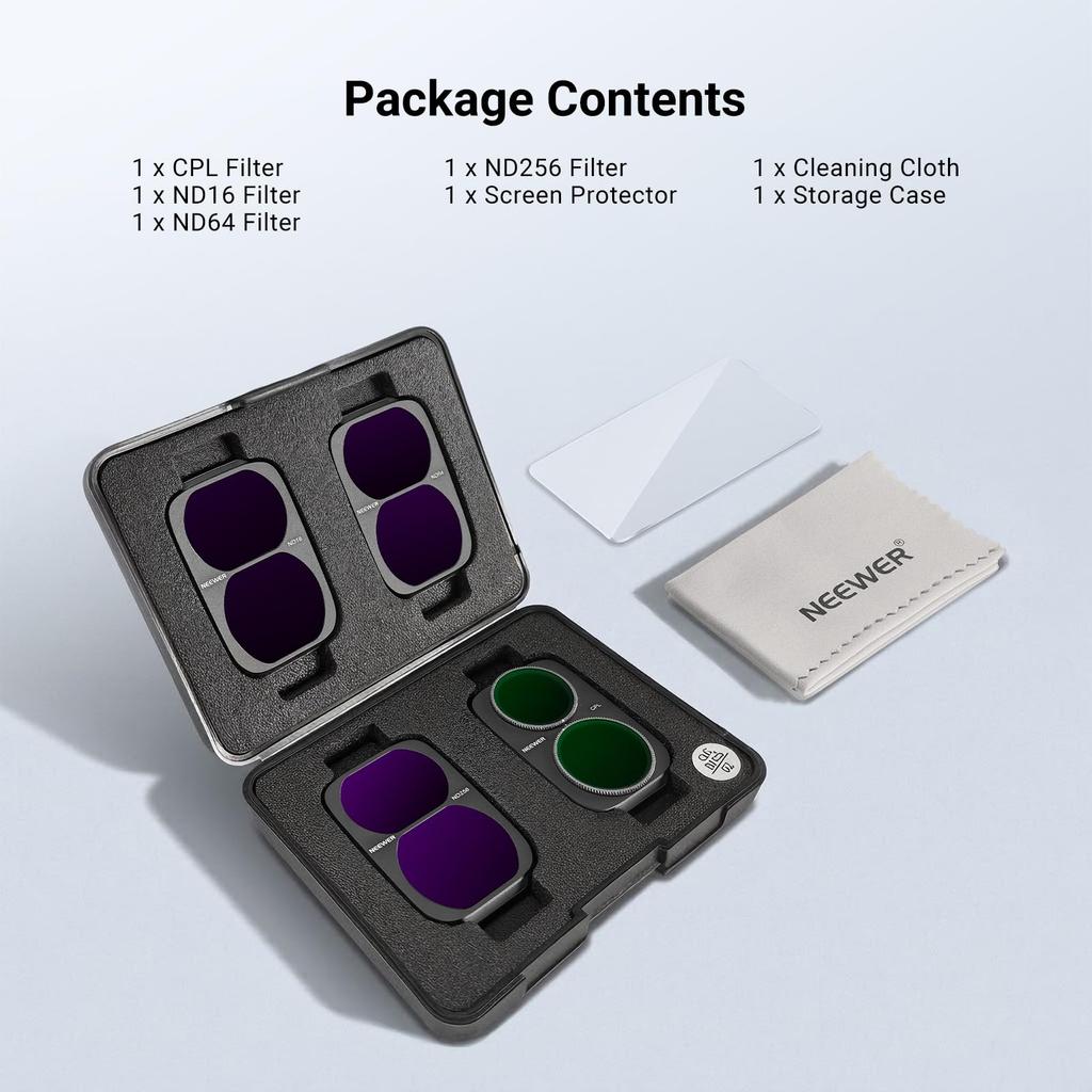 NEEWER CPL ND Filter Set for Osmo Pocket 4P Xtra and Muse 2 Pro + (Black)