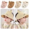 Bear Ears Kids Empty Top Hat UV Protection Baby Sun Hat Straw Cap Outdoor Children Toddler