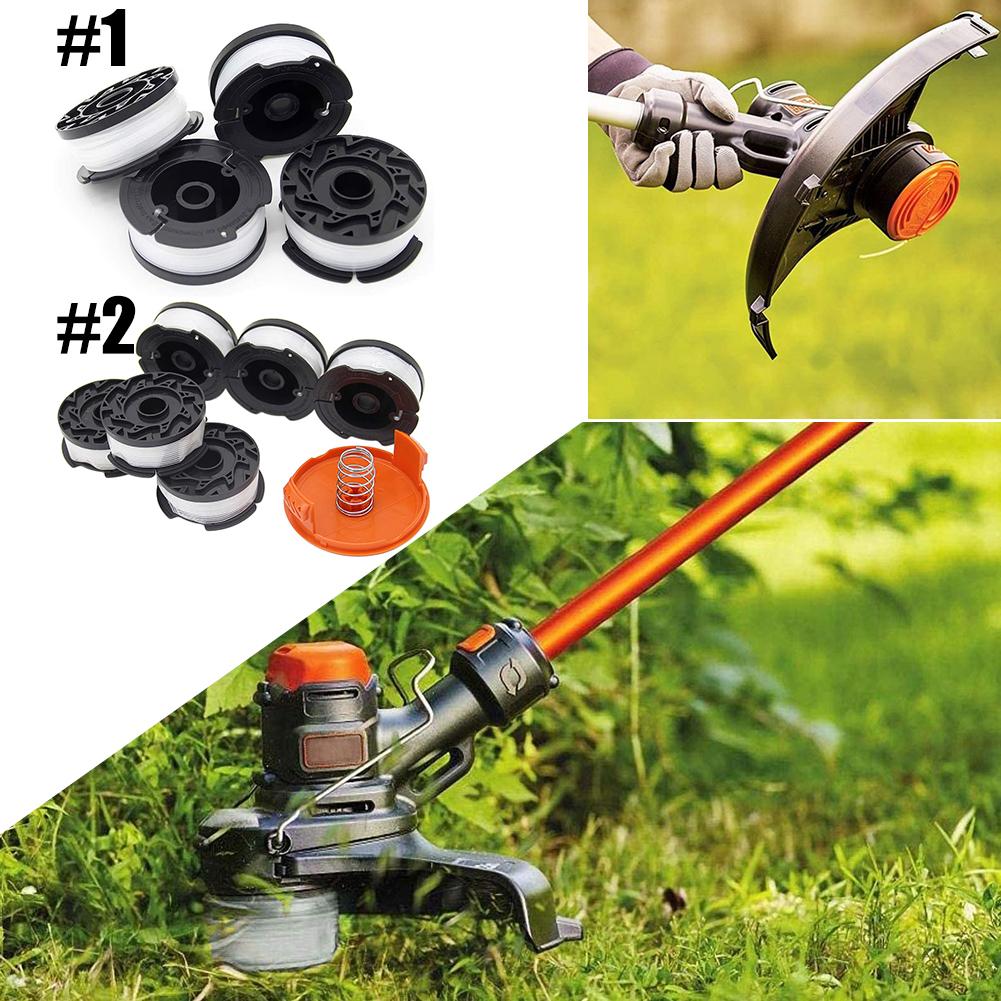 Коллекция шпулек с леской премиум-класса для триммеров Black & Decker, четыре штуки плюс крышка катушки и пружинный элемент