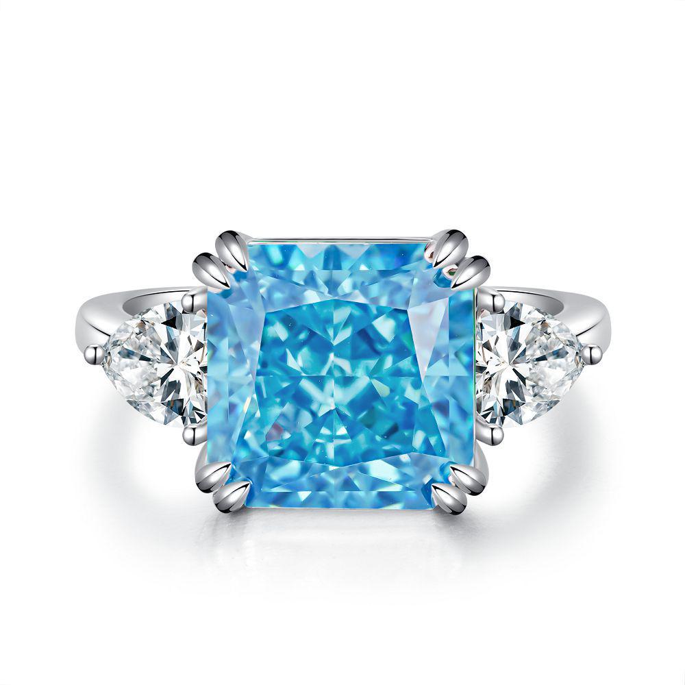 Элегантное кольцо из стерлингового серебра S925 с цирконом для женщин - европейский и американский стиль, дизайн с бриллиантами с высоким содержанием углерода