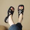 Spring and Summer Footwear Open-toed Sandals Simple Low-heeled Woven Cross Sandals Slippers Beach Shoes
