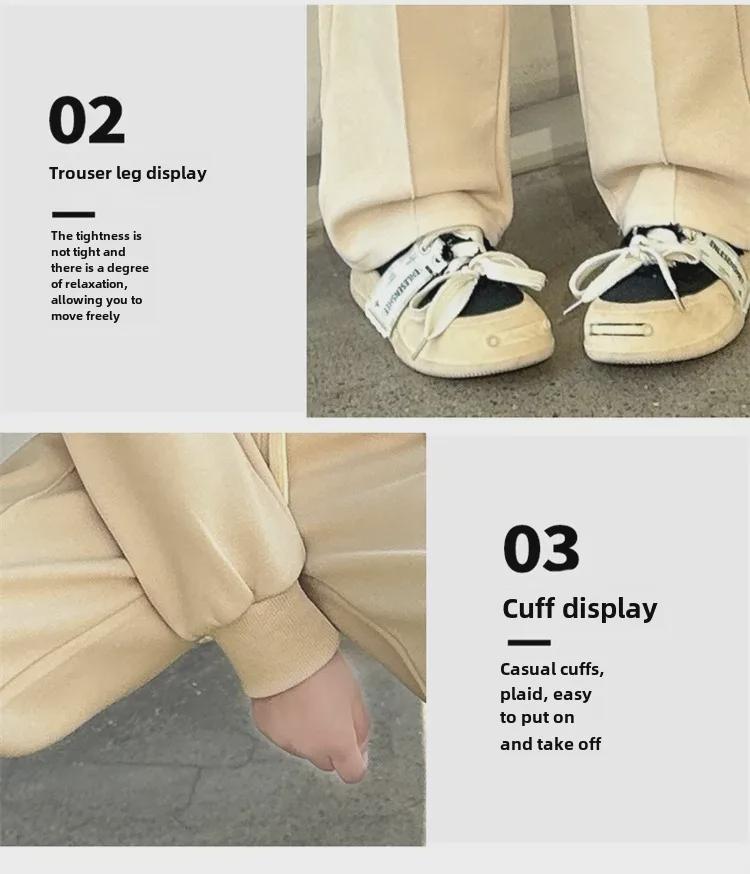 Корейский повседневный костюм-двойка для девочек: Стильный топ с буквами и брюки с длинным рукавом на весну и осень