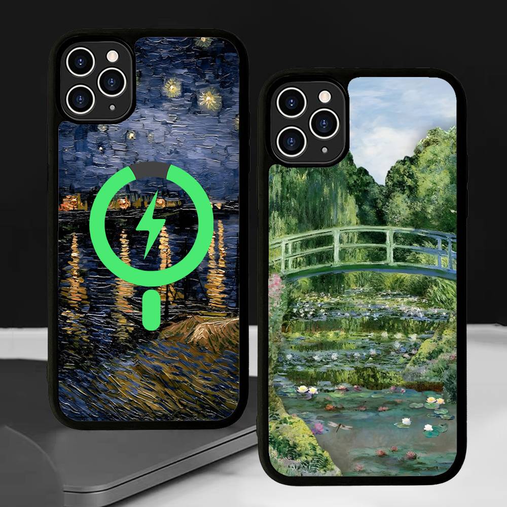 Масляная живопись Ван Гога Чехол для IPhone 17 16 15 Pro Max 14 Plus 13 12 11 Для Magesafe Магнитная Беспроводная Зарядка Обложка