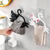 1PCS Punch-free Kitchen Cute Cat Cartoon Towel Hook Bathroom Towel Bar Traceless Glue Toilet Towel Rack